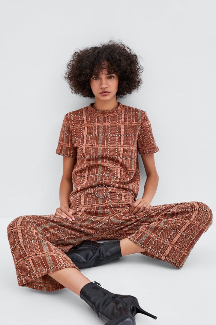 Zara tweed pants cheap