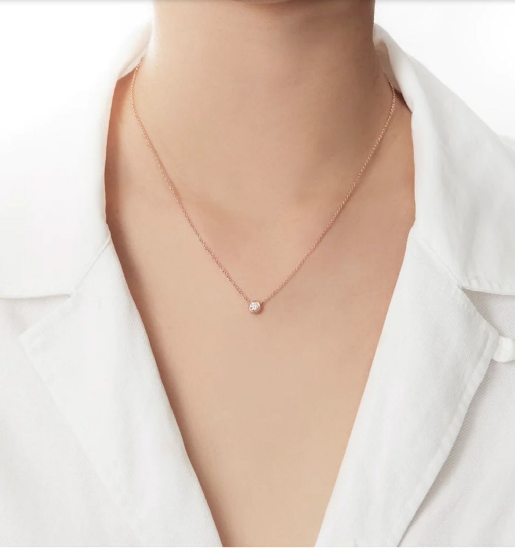18K Solid White Gold Diamond Necklace Women s Fashion Jewelry
