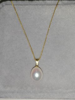 18k Foxtail Chain with pearl pendant