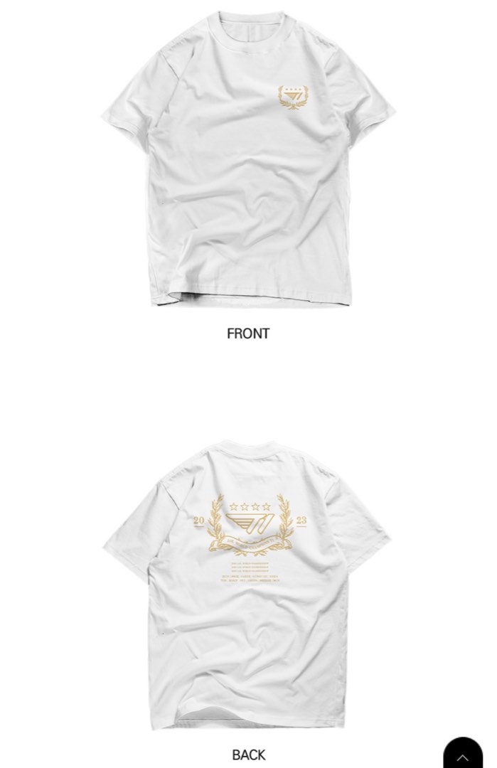 代訂T1 2023 World Champions T1 T-Shirt, 男裝, 運動服裝- Carousell