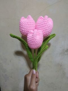 3pcs crochet tulips