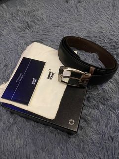 60 in MONTBLANC LEATHER BELT ORIGINAL WITH BOX AND CARD