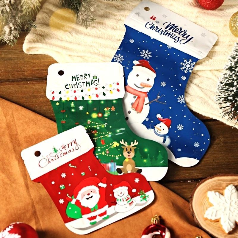 Phonesoap 1pc Christmas Socks Stand-up Bag Boots Stand-up Bag Jewelry Ziplock Bag Christmas Gift Packaging Bag B, Women's, Size: Large