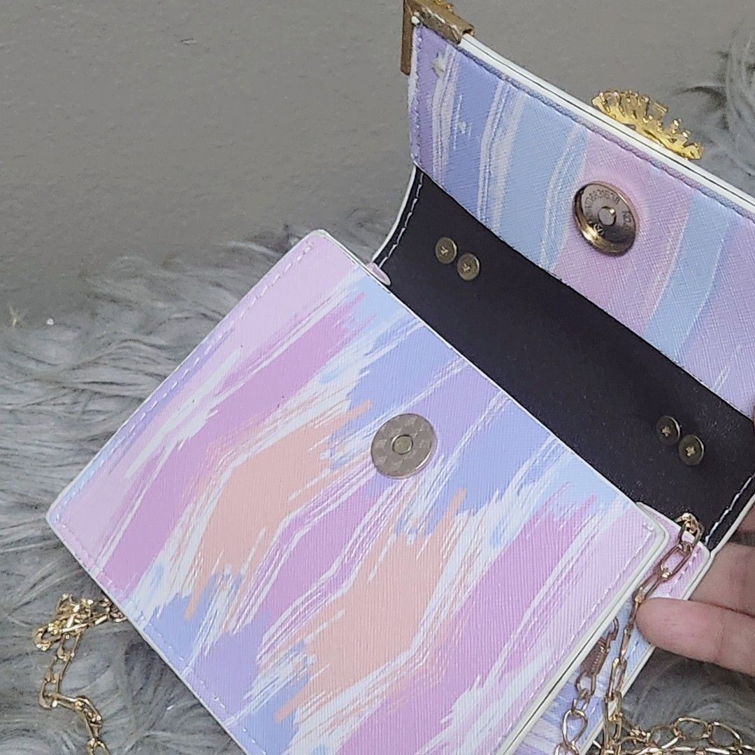 Purple pink top clutch bag