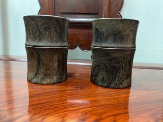 A pair of antique Zitan brush pot