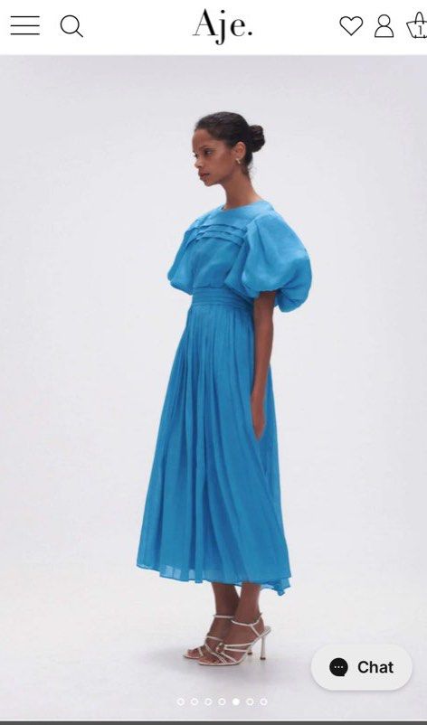 aje sylvia pintuck midi dress Aje Women's Sylvia Pintuck Midi Dress, Azure Blue, 16 at Amazon Women's Clothing store