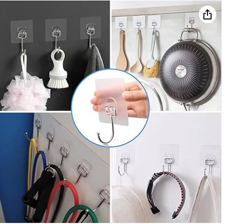 Antimbee 10 Pack All Purpose Large Adhesive Hooks for Hanging Heavy Duty Hold 37 lb Max Waterproof Stick on Wall Hooks for Organization CL0112 Furniture Home Living Home Improvement Organisation Hooks...