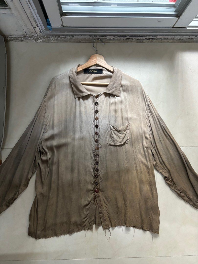 Archivio J.M. Ribot Hand Natural Dyed Gradient Silk Shirt, 男裝