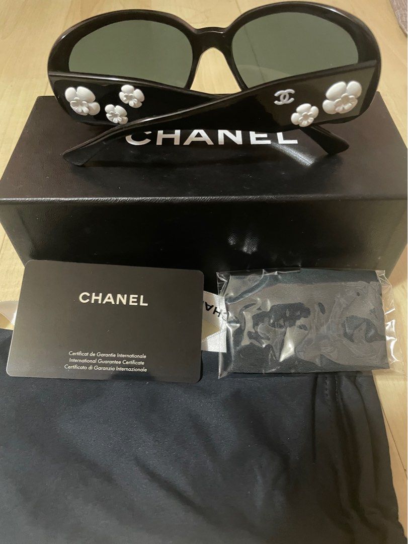 Sell Chanel Leather Camellia Sunglasses - Blue | HuntStreet.com