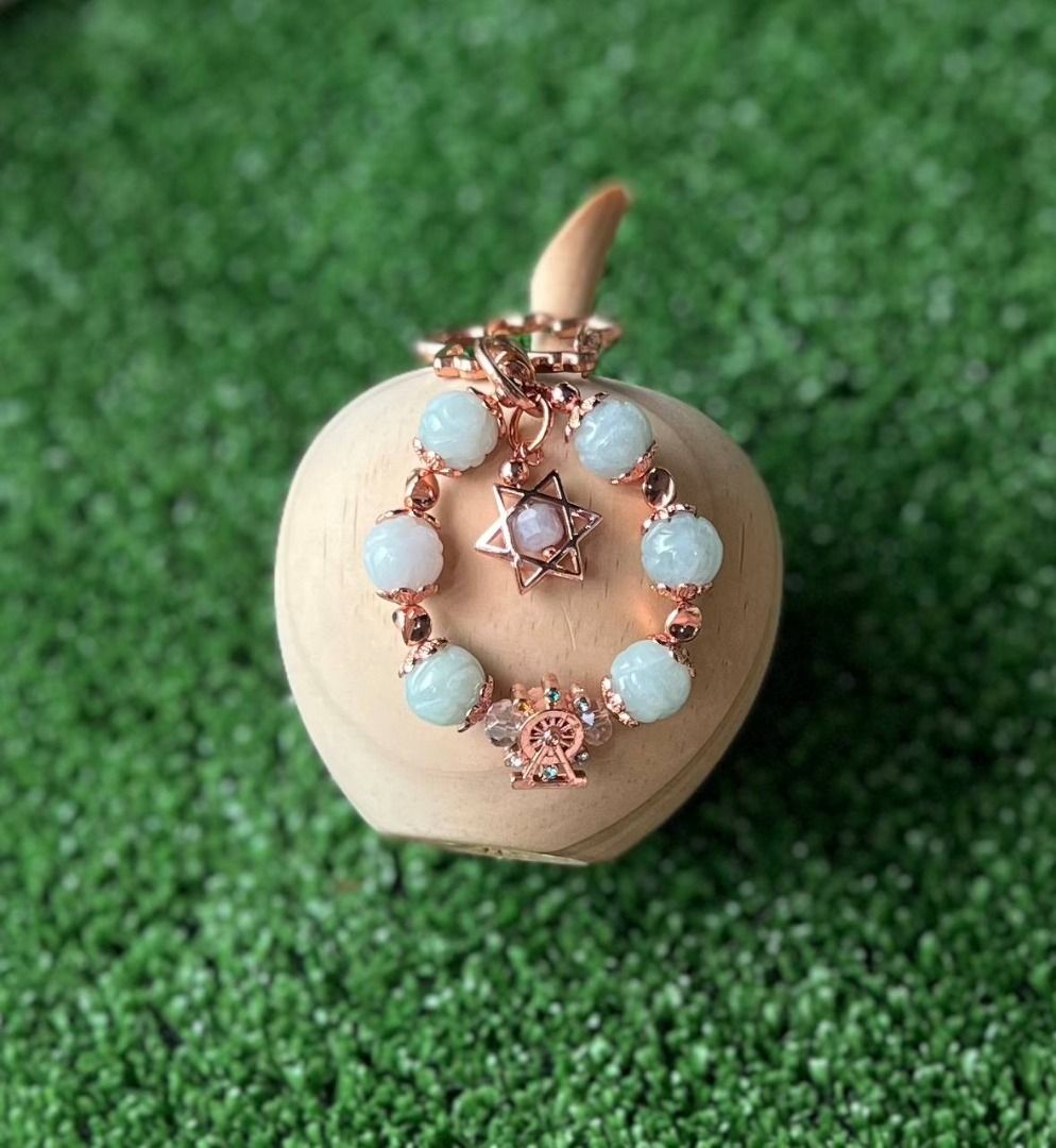 BAG CHARM Jadeiete Lotus with Star Ferris Wheel Charm in Rose Gold Hardware