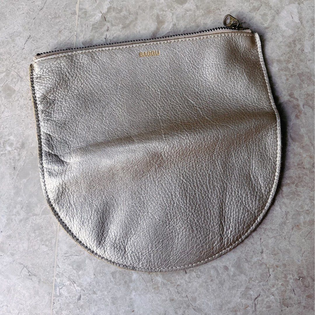 Baggu Champagne Gold Leather Clutch Women s Fashion Bags