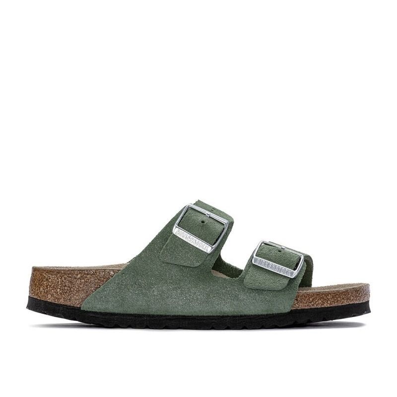 Birkenstock Arizona Shimmering Leather Thyme, Women's Fashion, Footwear