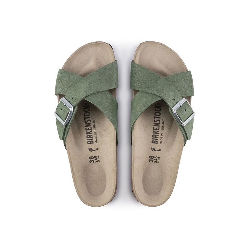 Birkenstock Siena Shimmering Leather Thyme, Women's Fashion, Footwear