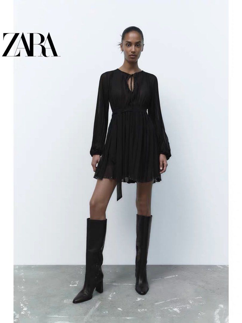 Zara black 2025 chiffon dress