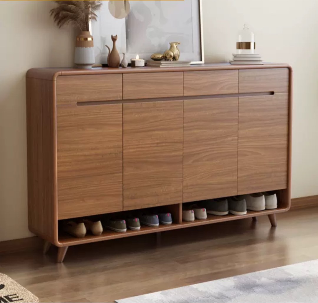 BOSCE Modern Walnut Shoe Cabinet Furniture Home Living