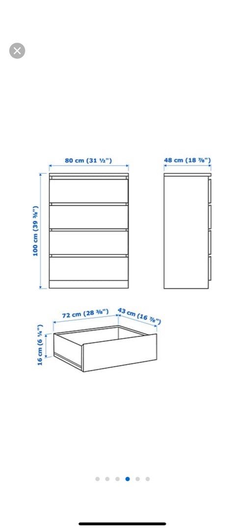 Malm sales drawer dimensions