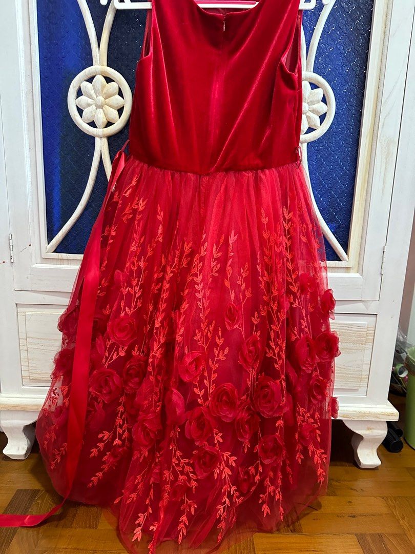 Monsoon red velvet dress store