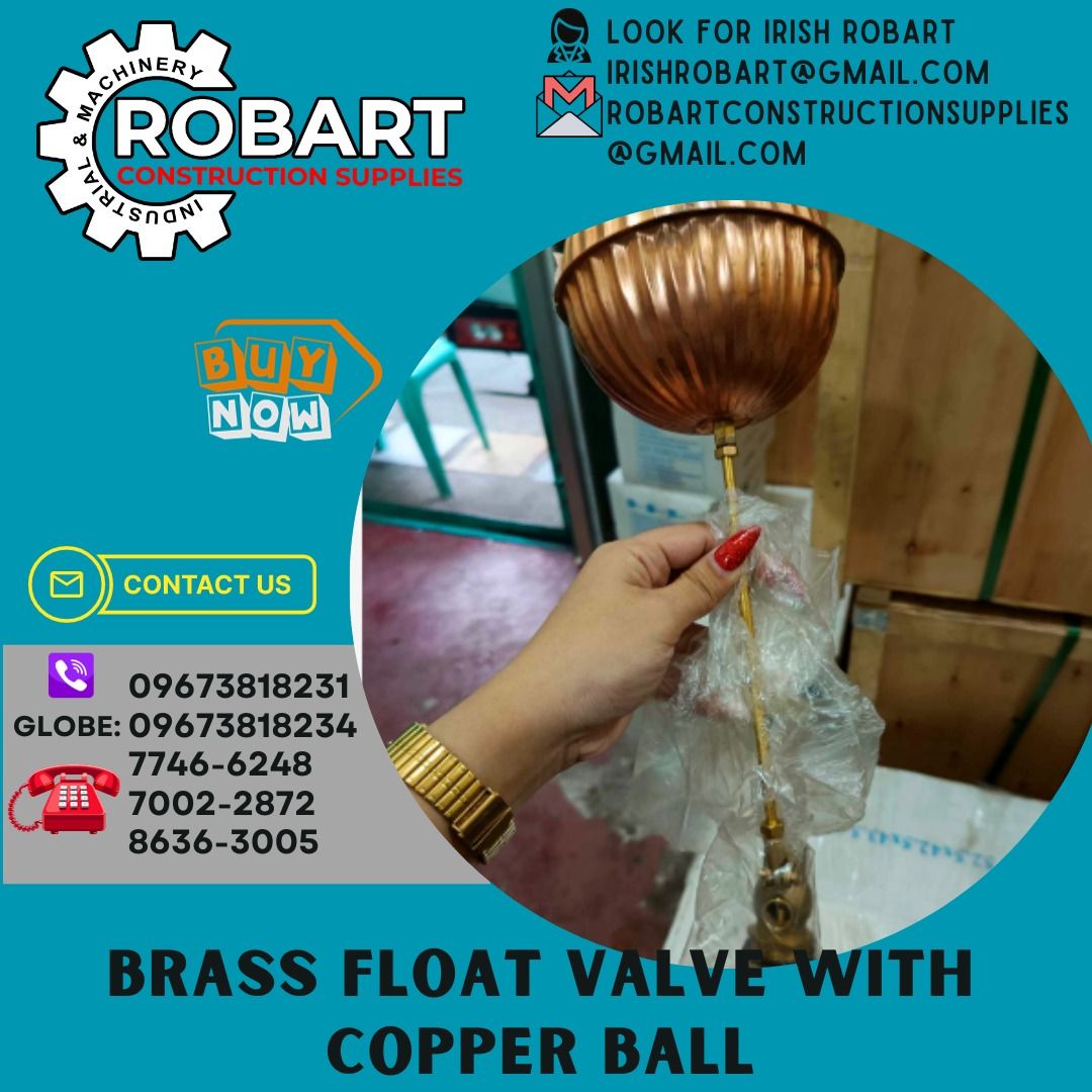 Brass Float Valve with Copper Ball (Category: Construction Tools & Equipment) located in Manila. Submitted by irishrobart_22 (Listing ID 1266707112, Image 1). Description: Brass Float Valve with Copper Ball Size: 3/4" SEND US MESSAGE FOR INQUIRIES ‼️‼️ LOOK FOR IRISH ROBART VBR : 0 9 6 7 3 8 1 8 2 3 1/ 0 9 6 7 3 8 1 8 2 3 4 LANDLINE 8-6 3 6 3 0 0 5 / 7 7 4 6 -6 2 4 8 / 7 0 0 2-2 8 7 2 GMAIL: I R I S H R O B A R T @ G M A I L . C O M Office Addres