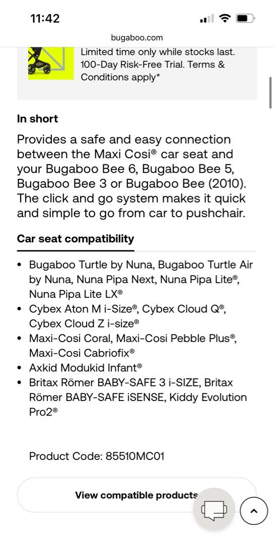 Bugaboo bee 3 car seat compatibility clearance
