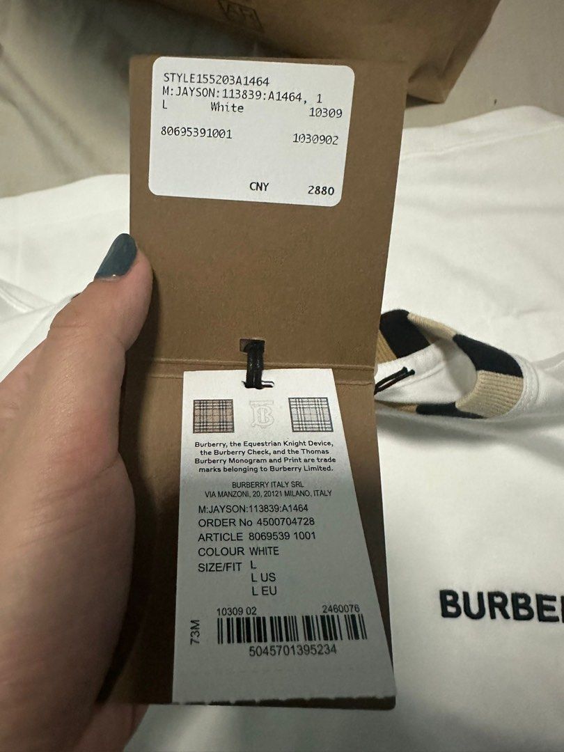BURBERRY JAYSON CHECK T SHIRT WHITE Men s Fashion Tops Sets