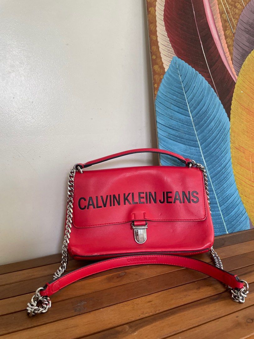 Calvin klein jeans red bag outlet