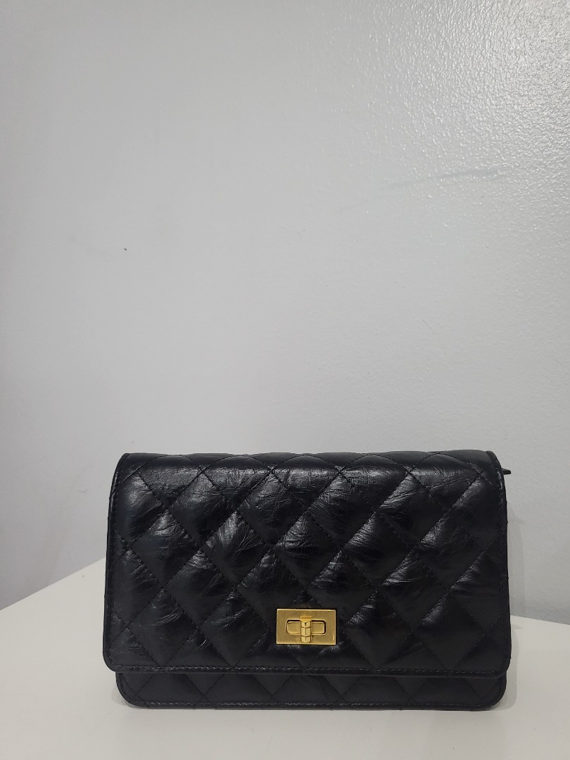 Chanel Black Aged Calfskin Quilted Reissue Wallet On Chain Aged Gold  Hardware, Luxury, Bags & Wallets on Carousell