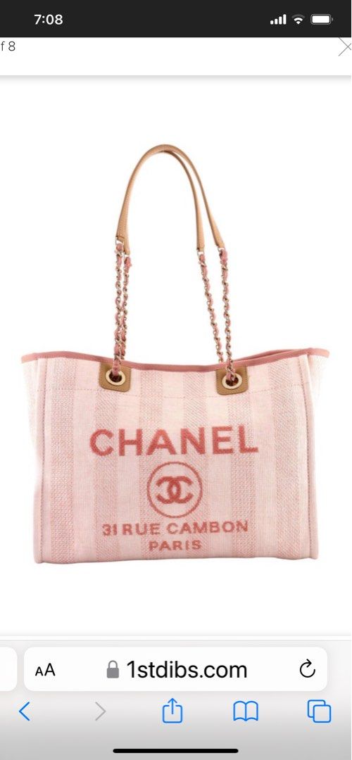 Chanel Pink Canvas and Leather Large Deauville Shopper Tote at 1stDibs