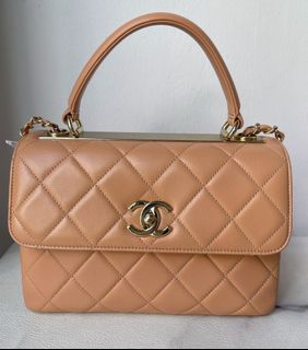 Chanel Chevron Trendy CC Small Flap Top Handle Bag A92236 Light Gray 2018