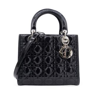 CHRISTIAN DIOR Patent Cannage Medium Lady Dior