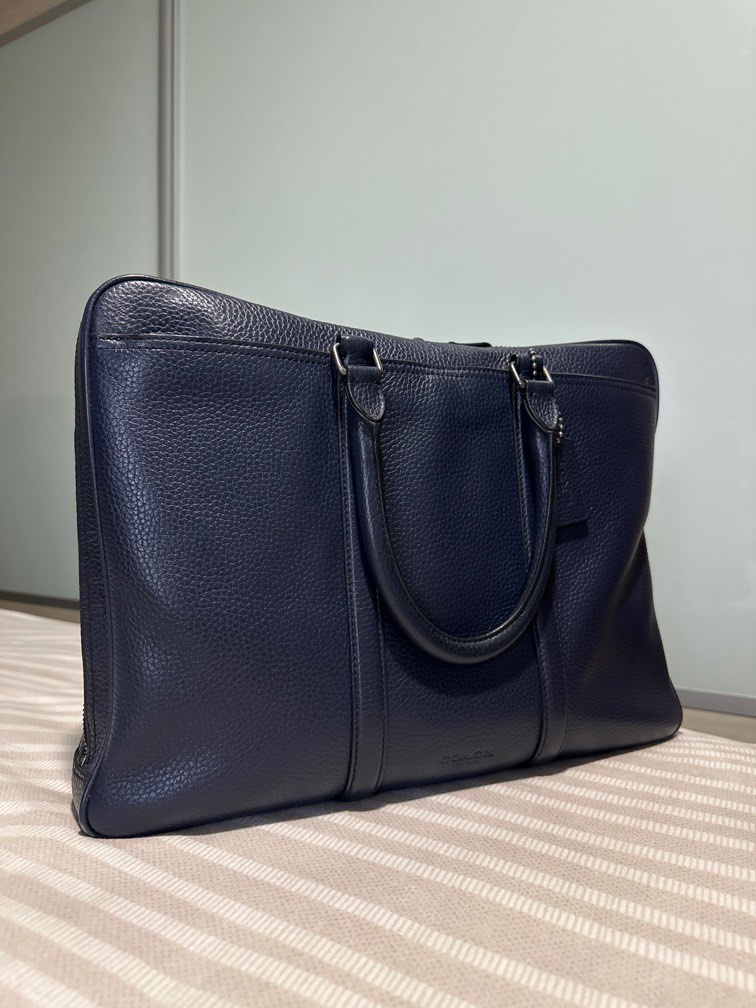 Coach Metro Slim Briefcase in Pebble Leather, Luxury, Bags & Wallets on