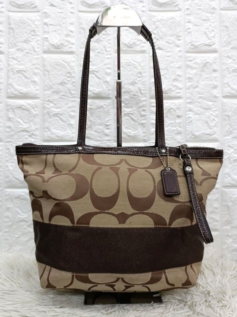 Monogram colorblock stripe hotsell shopper tote bag