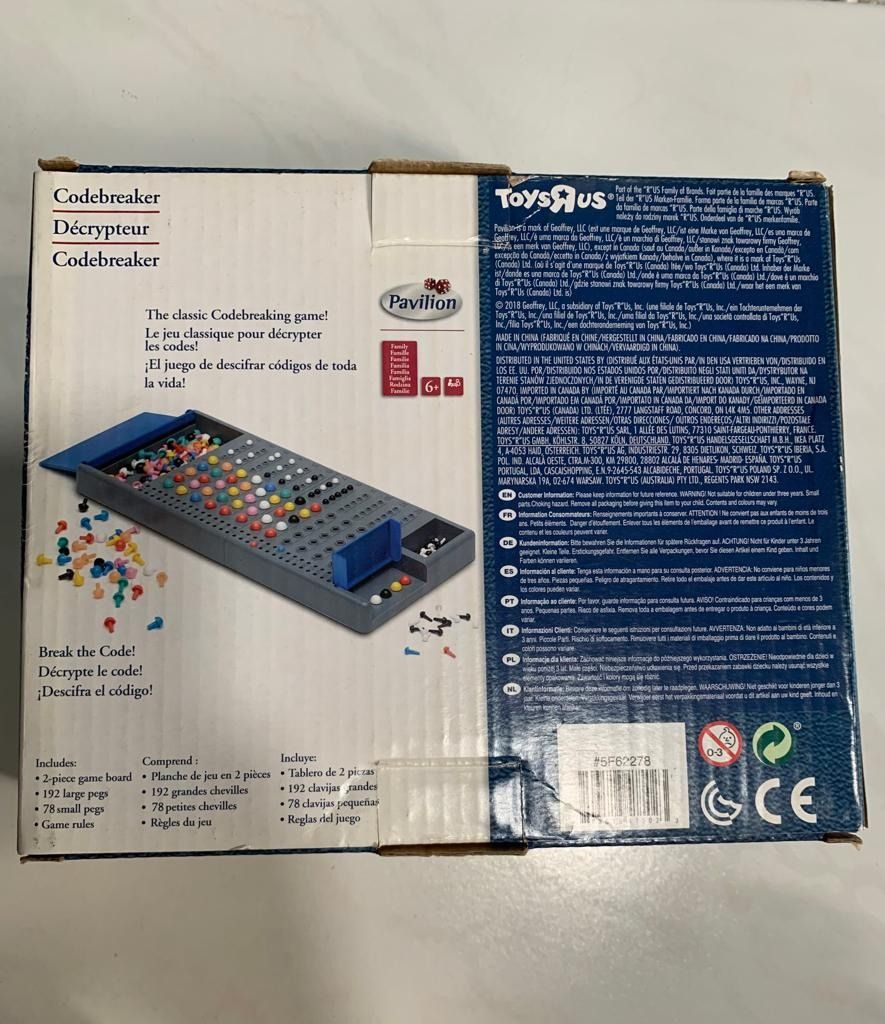 Codebreaker game (Category: Board Games & Puzzles) located in Singapore. Submitted by lyz2137 (Listing ID 1266677635, Image 2). Description: fun and educational game for children. instruction manual included for ease of play..