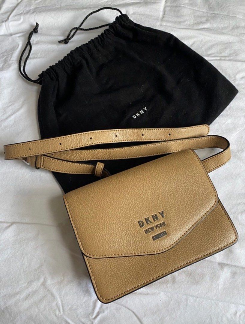 DKNY Waist Bag Belt Bag Micro Bag Beige 100 Cow Leather