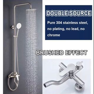 Double Source Multi Point Heater Compatible Rain Shower Mixer Hot and Cold Matte Silver and Black Bathroom Kitchen Faucet Complete Set COD