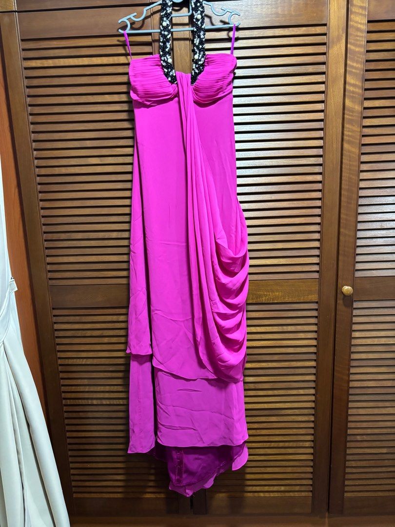 Fuchsia halter evening dress Women s Fashion Dresses Sets