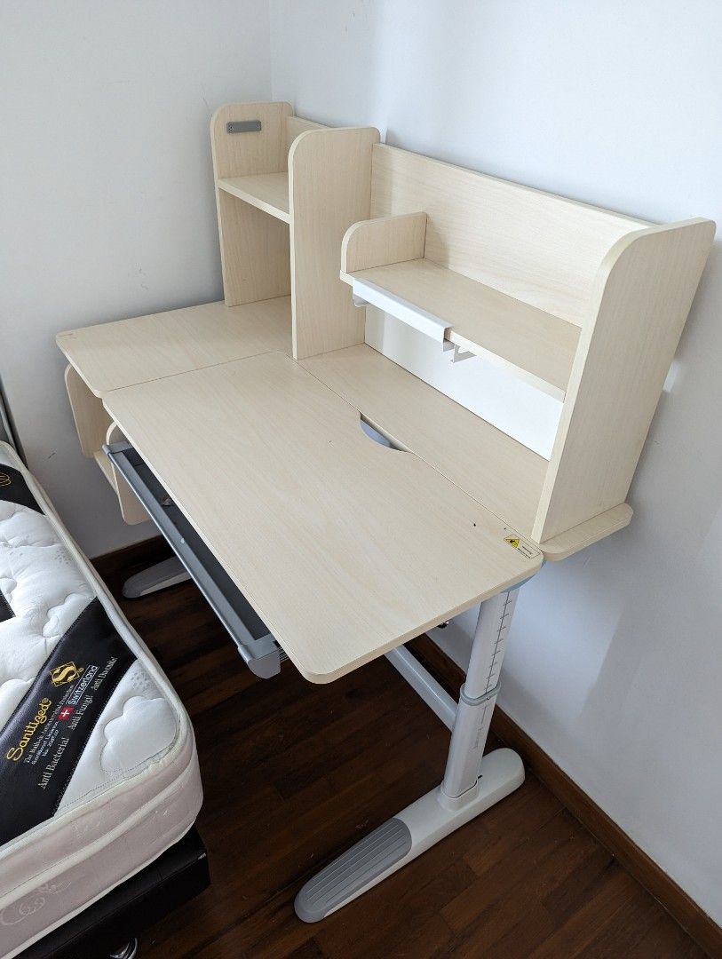 Height adjustable kids study table with pull out drawer and in-built ...