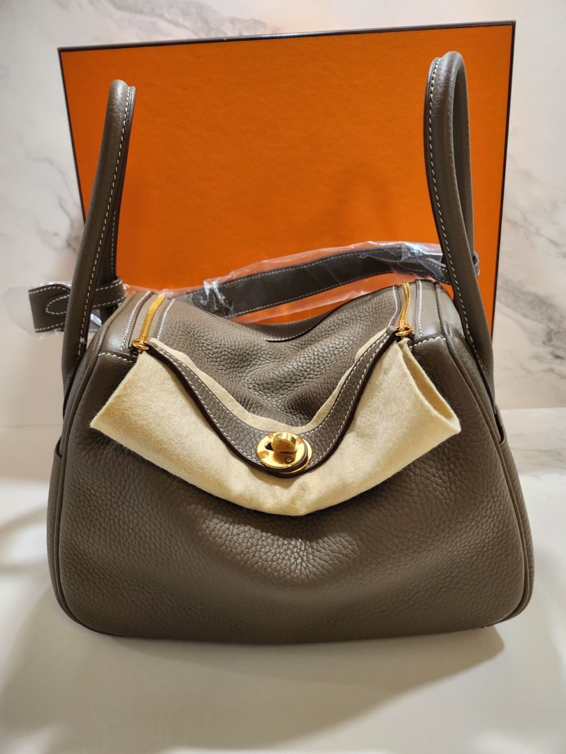 Hermes Lindy 26 in Clemence Etoupe, Luxury, Bags & Wallets on Carousell