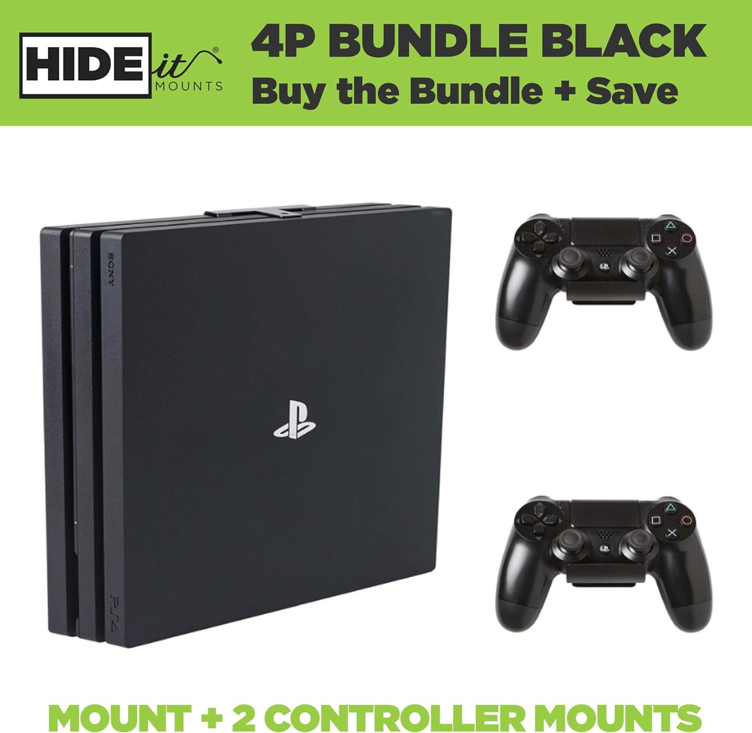 HIDEit Mounts 4P PS4 Pro Wall Mount Bundle Black Steel PS4 Pro