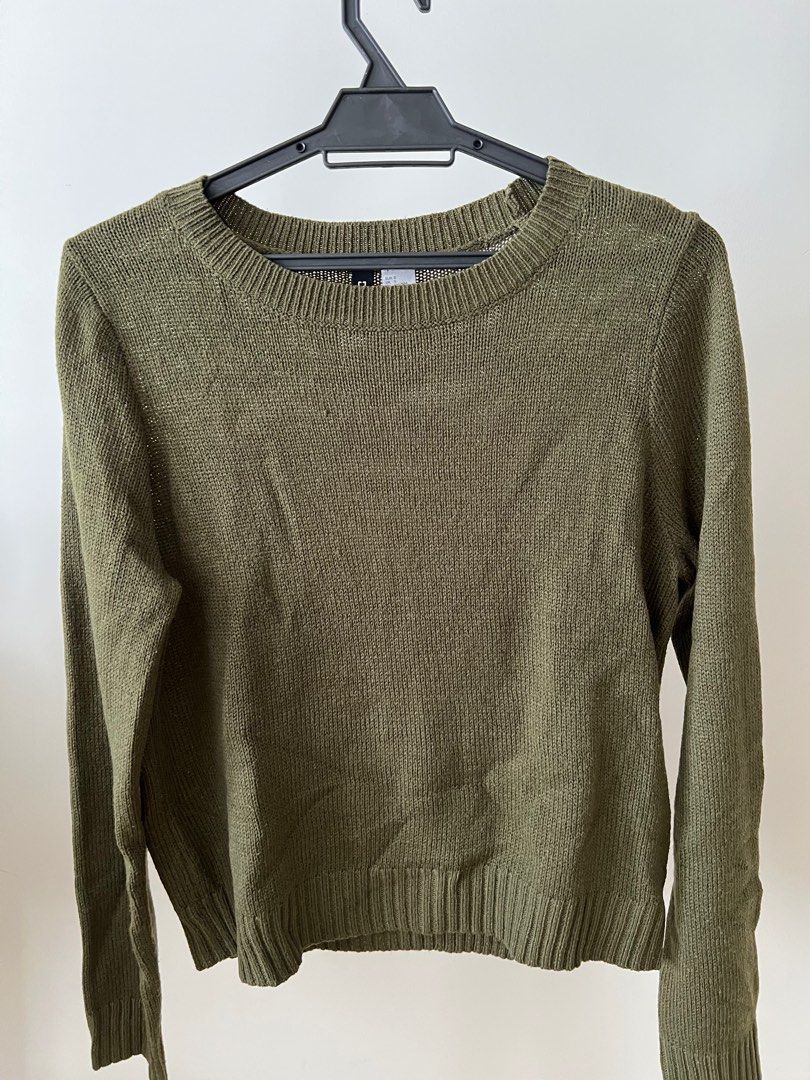 H M olive green knitwear Women s Fashion Tops Longsleeves on