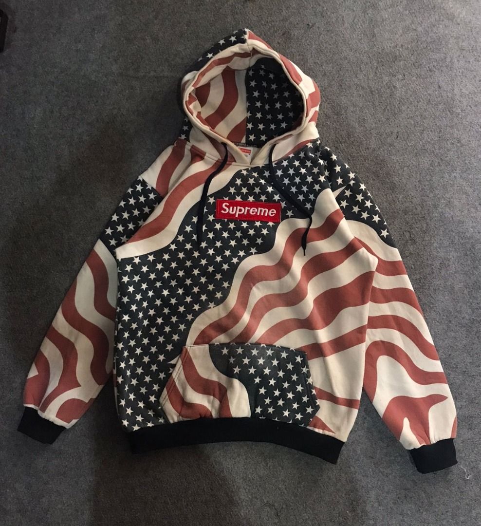 HOODIE SUPREME AMERICAN FLAG MADE IN USA