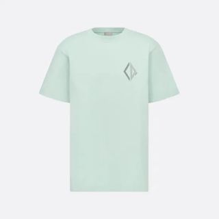 (PREOWNED) DIOR EMBROIDERED DIAMOND CD LOGO MINT TEE