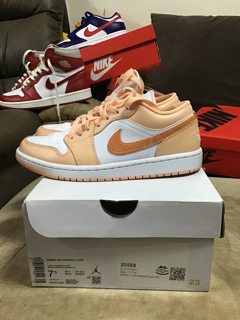 Jordan 1 low “ sunset haze “ sz 7.5W, Women's Fashion, Footwear