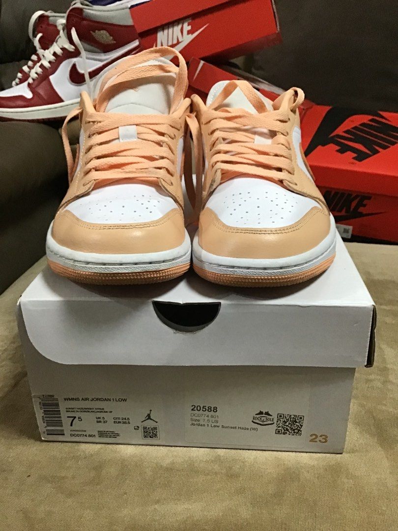 Jordan 1 low “ sunset haze “ sz 7.5W, Women's Fashion, Footwear