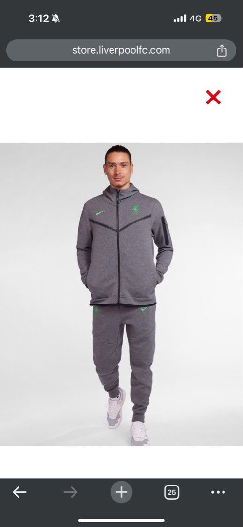 LFC Nike Mens 23/24 Tech Fleece Hoody - Grey & Green
