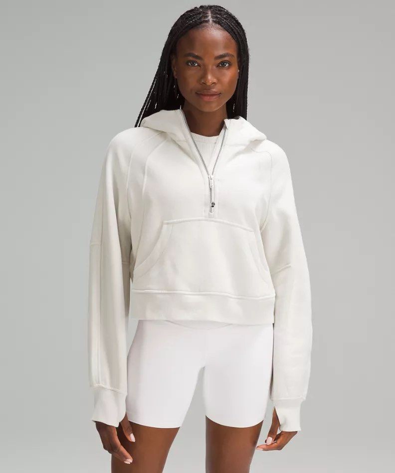 White half zip deals hoodie