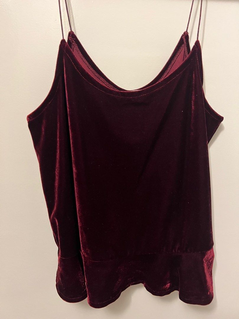 Maroon spaghetti strap new arrivals top