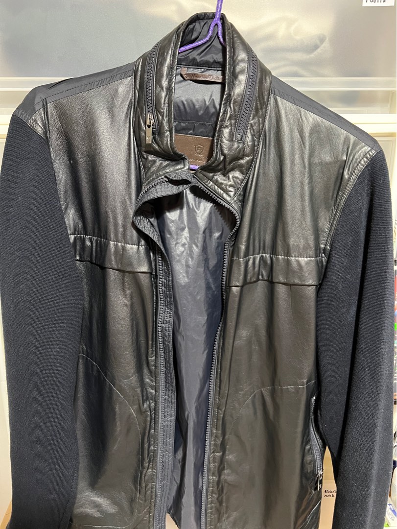 Massimo dutti black leather jacket outlet