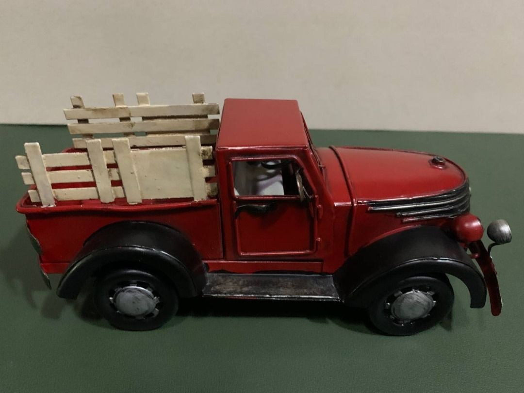 Vintage Miniature Red Truck (Category: Vehicle & Diecast Models) located in Taguig. Submitted by kaizen239 (Listing ID 1266774383, Image 1). Description: RFS - Decluttering Displayed for a while. Cleaned for the purpose of decluttering Material is metal? Lightweight No box.