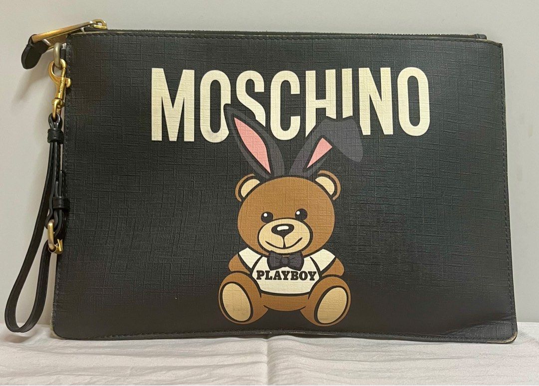 MOSCHINO Black Playboy Teddy Clutch