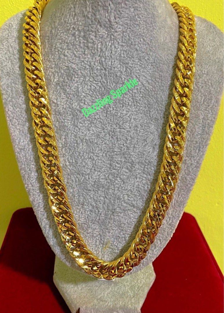 Necklace jumbo Lipan 100 Bangkok premium 999.9 916 Gold plated Thick Lipan Chain with engraved hook Lebar width 1.1 cm Panjang length 60 cm